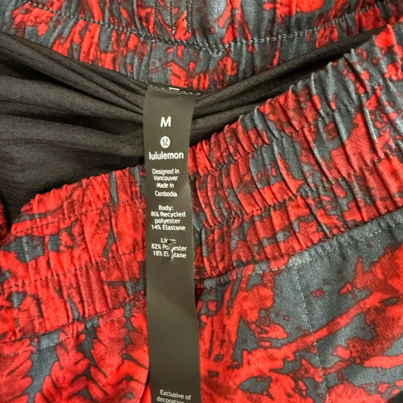 Lululemon Bold Red and Black Patterned Shorts - Picture 4 of 5